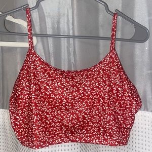 Red and white cropped top
